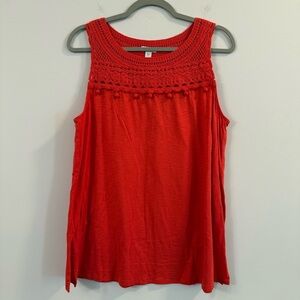 Women’s J. Jill Red Orange Sleeveless Tank Top size medium M